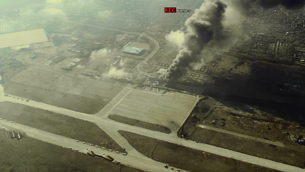 База зберігання ударних дронів «Шахед» на території Донецького аеропорту. Фото Buntar Aerospace «Бунтар-3» 