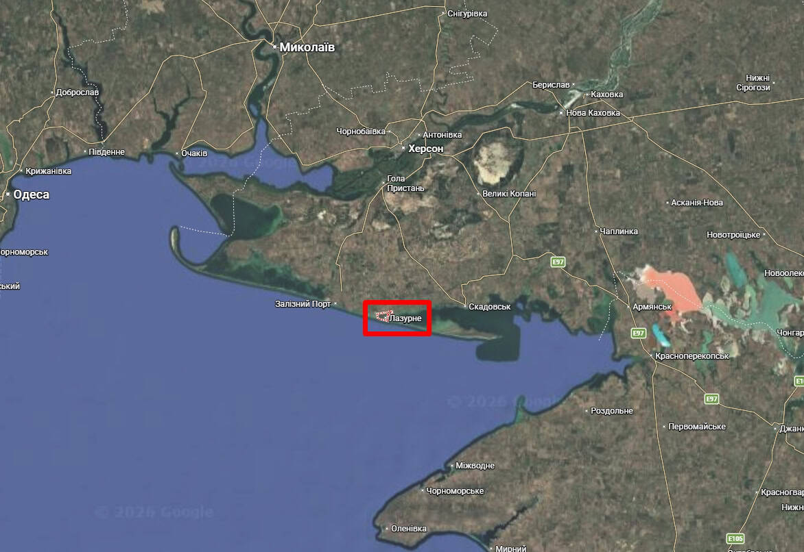 Лазурне на мапі