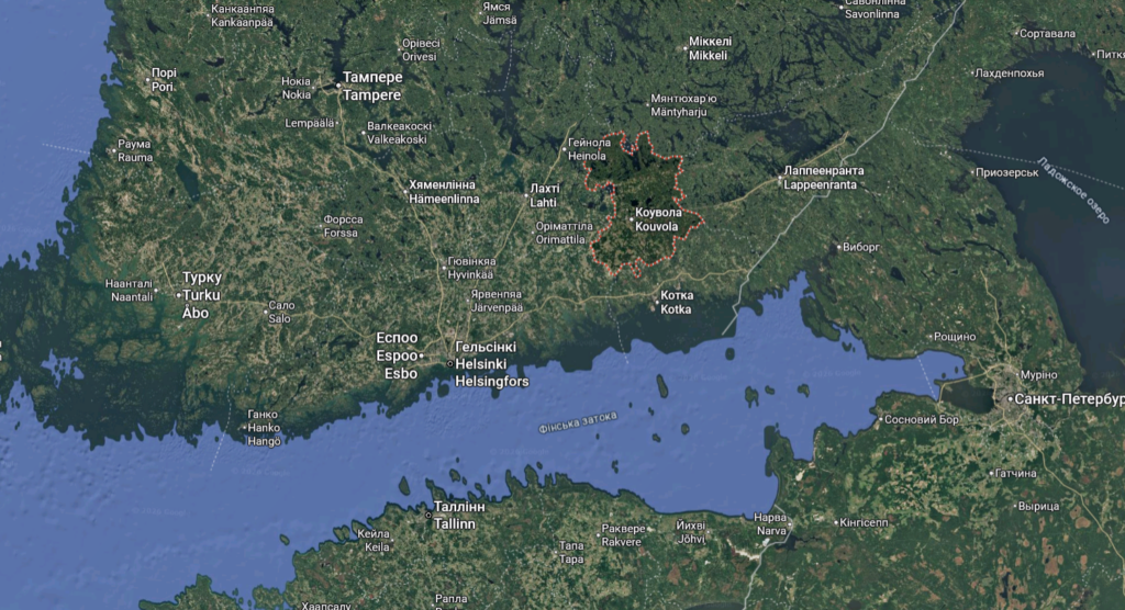 Місто Коувола на карті. Карта GoogleMaps