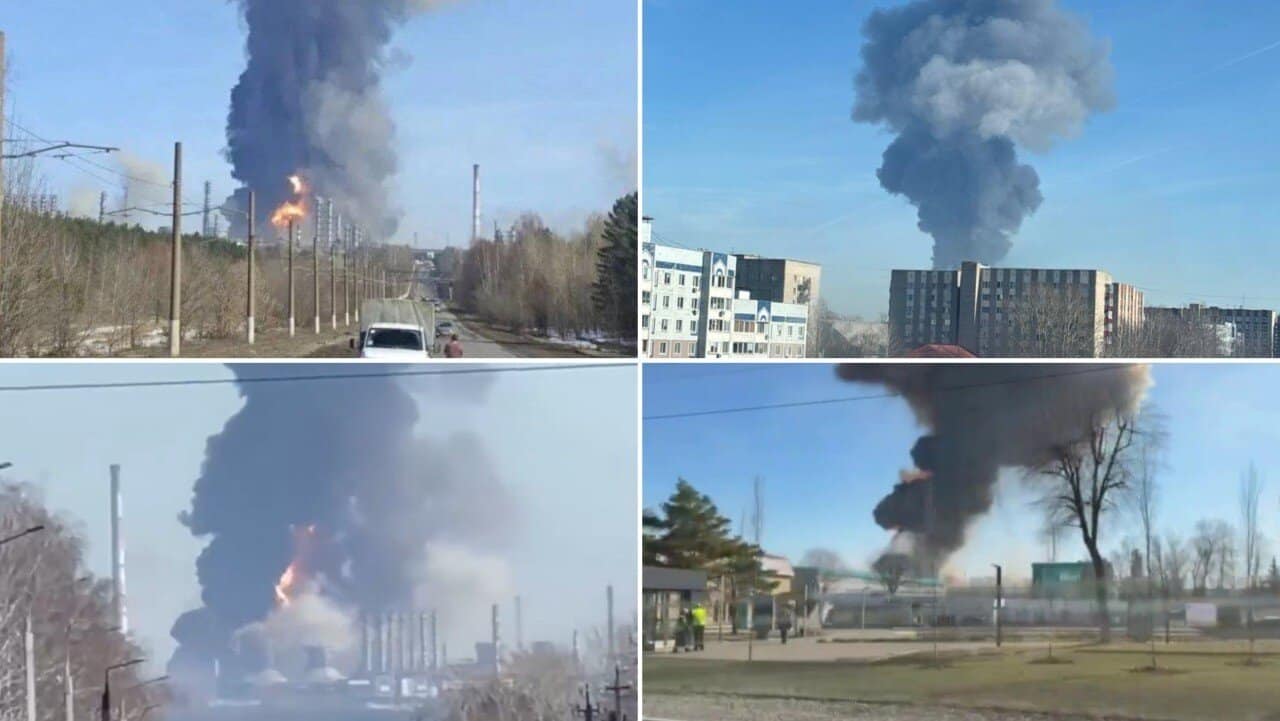 Пожежа на російському заводі «Нижнекамскнефтехим». 31 березня 2026. Джерело: Astra і Exilenova