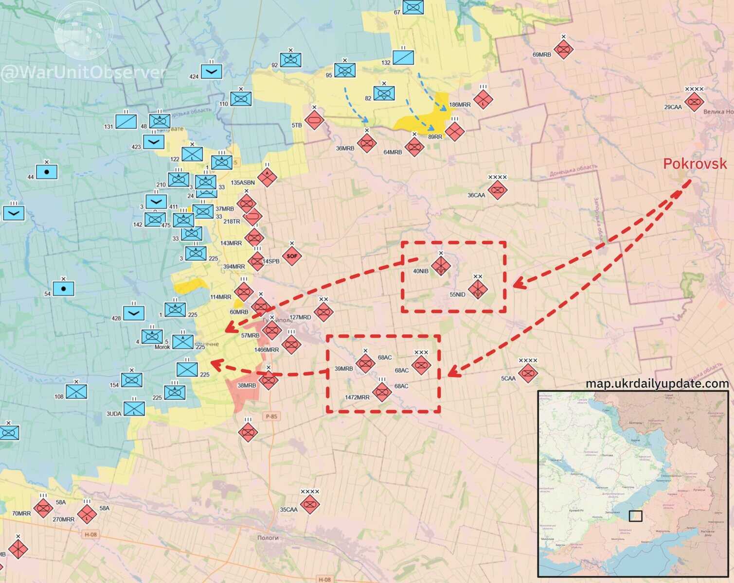 Movement of Russian units toward the Huliaipole direction in the Zaporizhzhia region. Photo credits: @WarUnitObserver