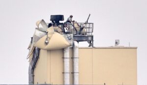 The destroyed Giraffe-1X radar station on the roof of the US embassy in Baghdad, Iraq. Photo credits: Pulse Today