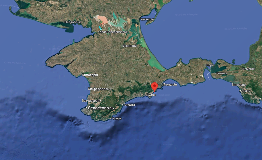 Селище Курортне в Криму. Карта Google Maps