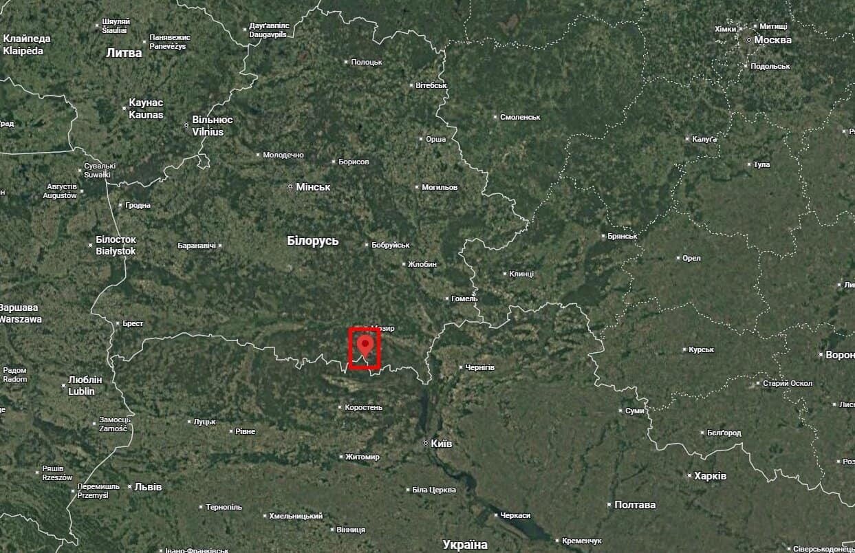 Село Свєча Гомельської області на мапі Білорусі