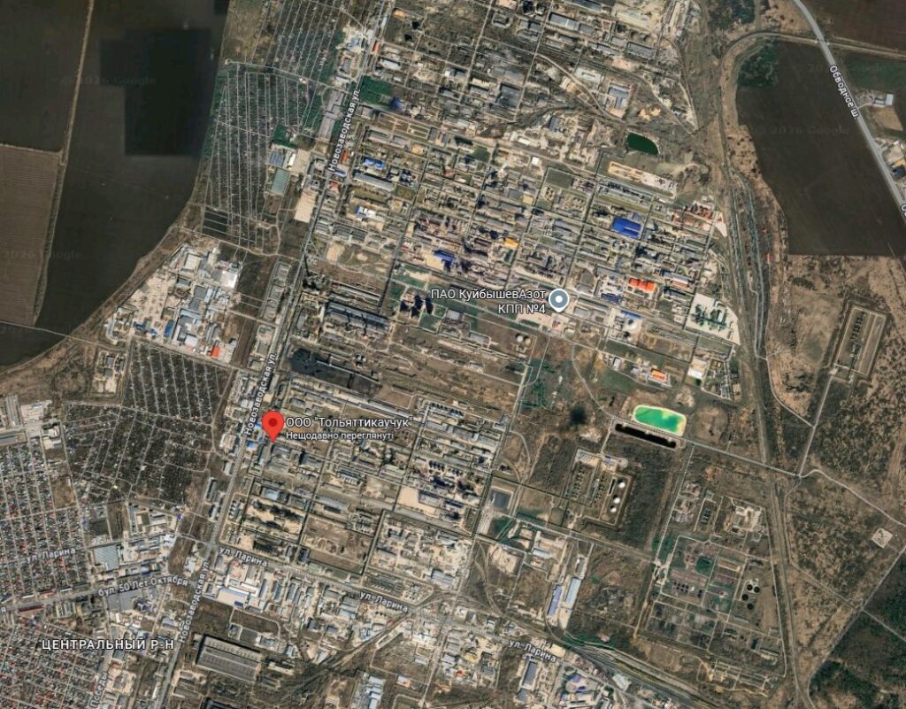 Підприємства «Тольяттикаучук» та «КуйбишевАзот» у Тольятті. Фото: Google Maps