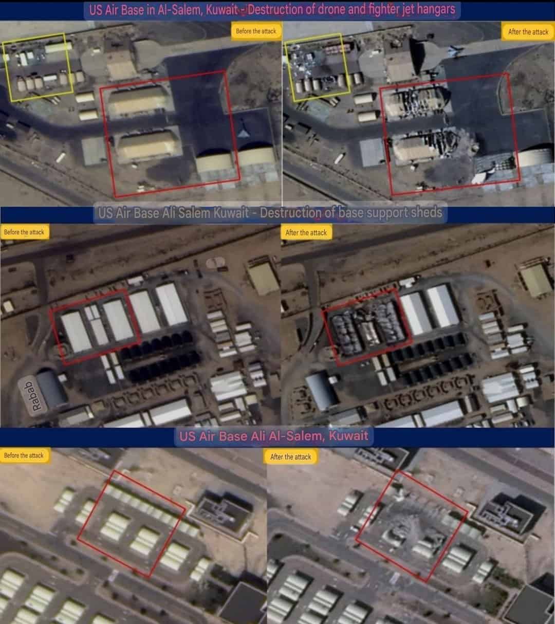 Наслідки ураження авіабази Алі Аль-Салем в Кувейті. 11 березня 2026 року. Джерело: MenchOsint