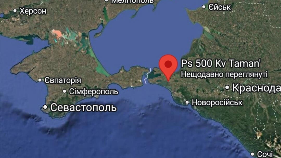 Російська електропідстанція «Тамань» на мапі. Джерело: Google Maps