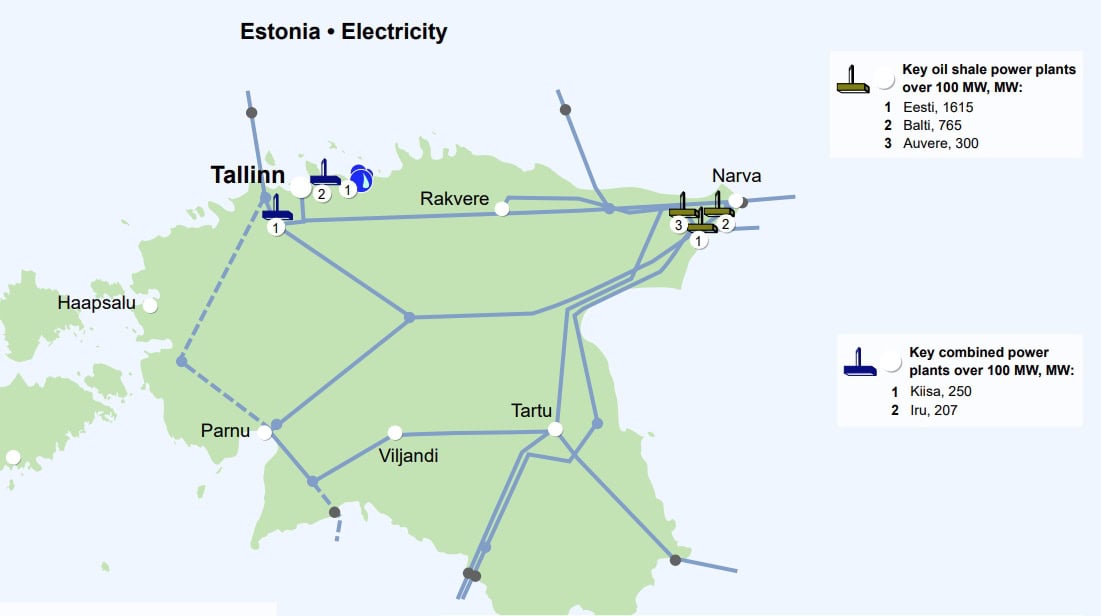 Estonia’s power plants near the border with Russia