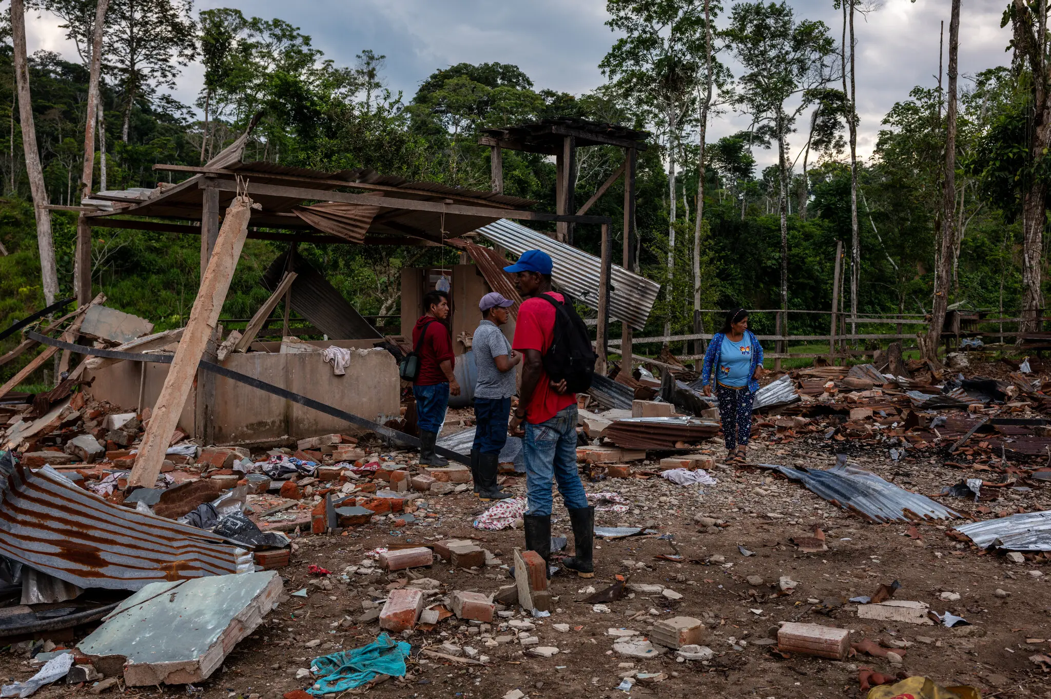 A destroyed farm in the village of San Martin, Ecuador. March 2026. Photo: NYT