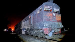 Drones Strike Russian Train Carrying Fuel and Ammunition in Luhansk Region