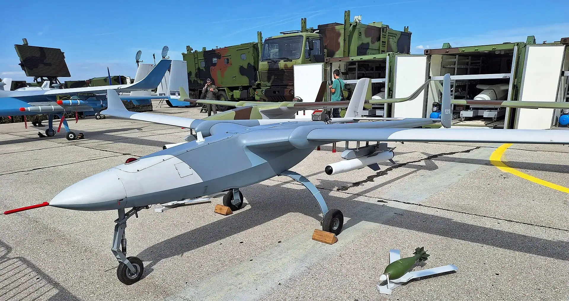 Pegasus UAV from the 353rd Reconnaissance Squadron of the 98th Aviation Brigade of the Serbian Armed Forces at the Zastava 2024 exhibition. Photo credits: Srdjan Popovic