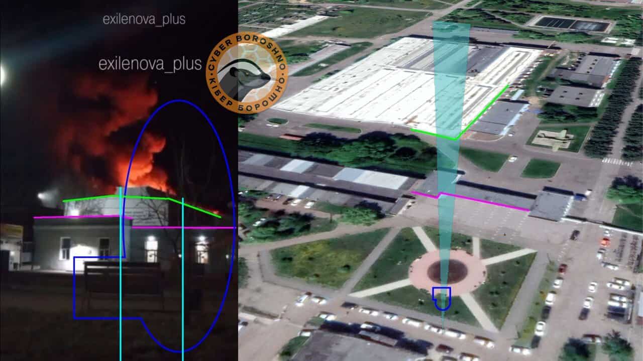 Geolocation of the fire at the Yuri Gagarin aircraft plant. Infographics: CyberBoroshno