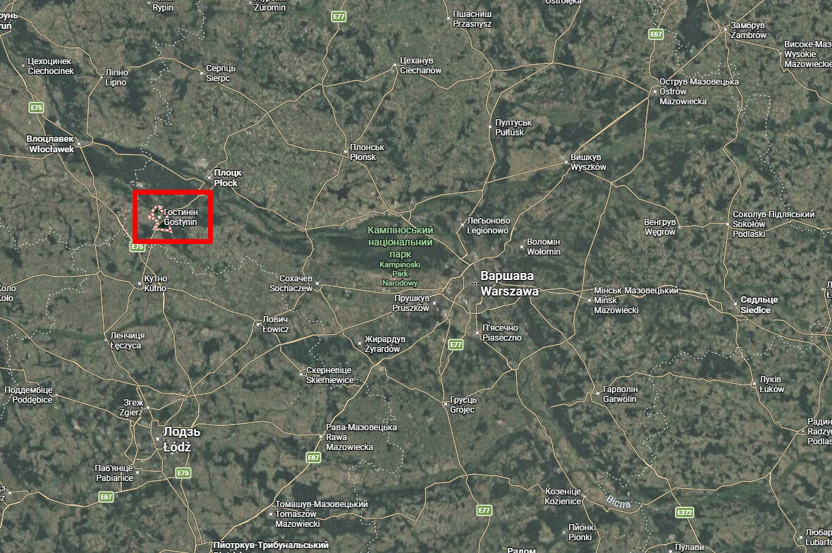Місто Гостинін на мапі