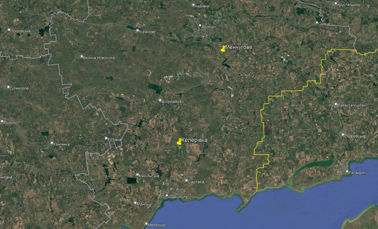 Locations of hit Russian trains. Google Earth map