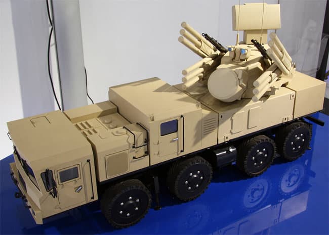 Model of a Pantsir-S1 air defense system on an MZKT-7930 chassis at the MAKS-2009 air show. Photo credits: Vitaly Kuzmin