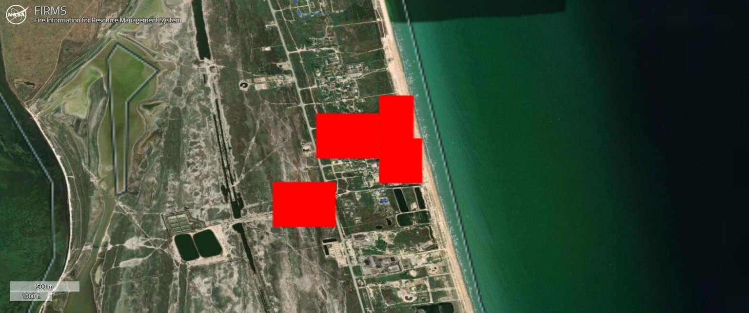 Fire at the Express resort on April 23. Photo credits: NASA FIRMS