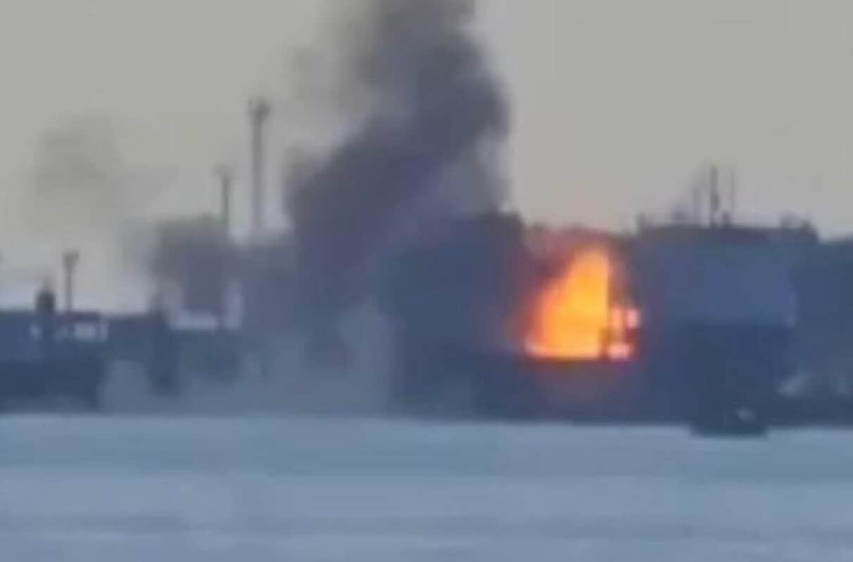 The Russian ferry Slavyanin hit in Kavkaz port, July 23, 2024. Photo credits: Ukraine’s General Staff