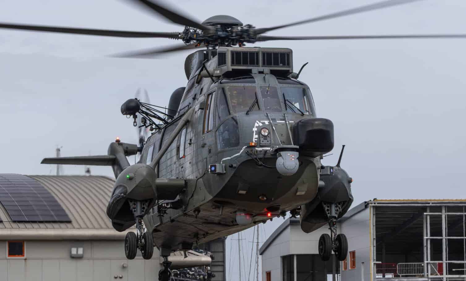 A former German Sea King Mk41 helicopter in the UK, being prepared for transfer to Ukraine. April 2026. Photo credits: Portland HeliOperations Supporters