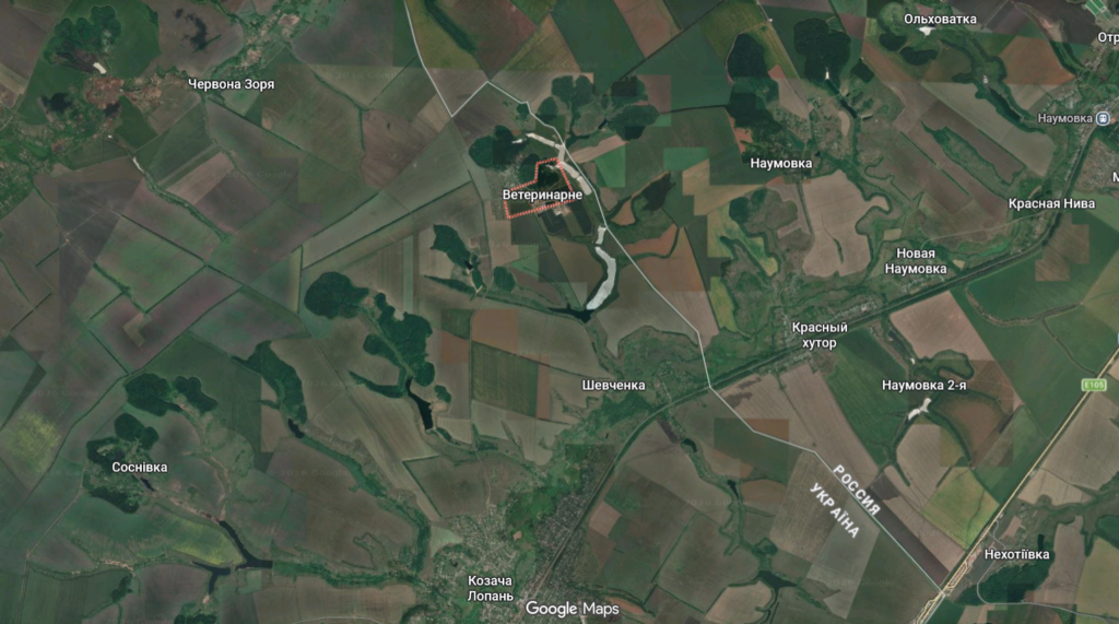 Селище Ветеринарне на мапі. Скріншот серфісу GoogleMaps