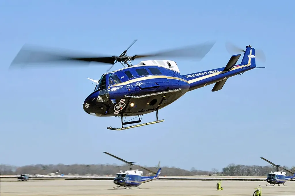 A UH-1N Twin Huey of the 1st Helicopter Squadron at Andrews Air Force Base. Photo credits: USAF