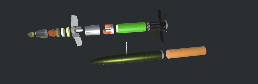 3D-модель артилерійського снаряда «Краснополь-М2». Джерело: War & Sanctions