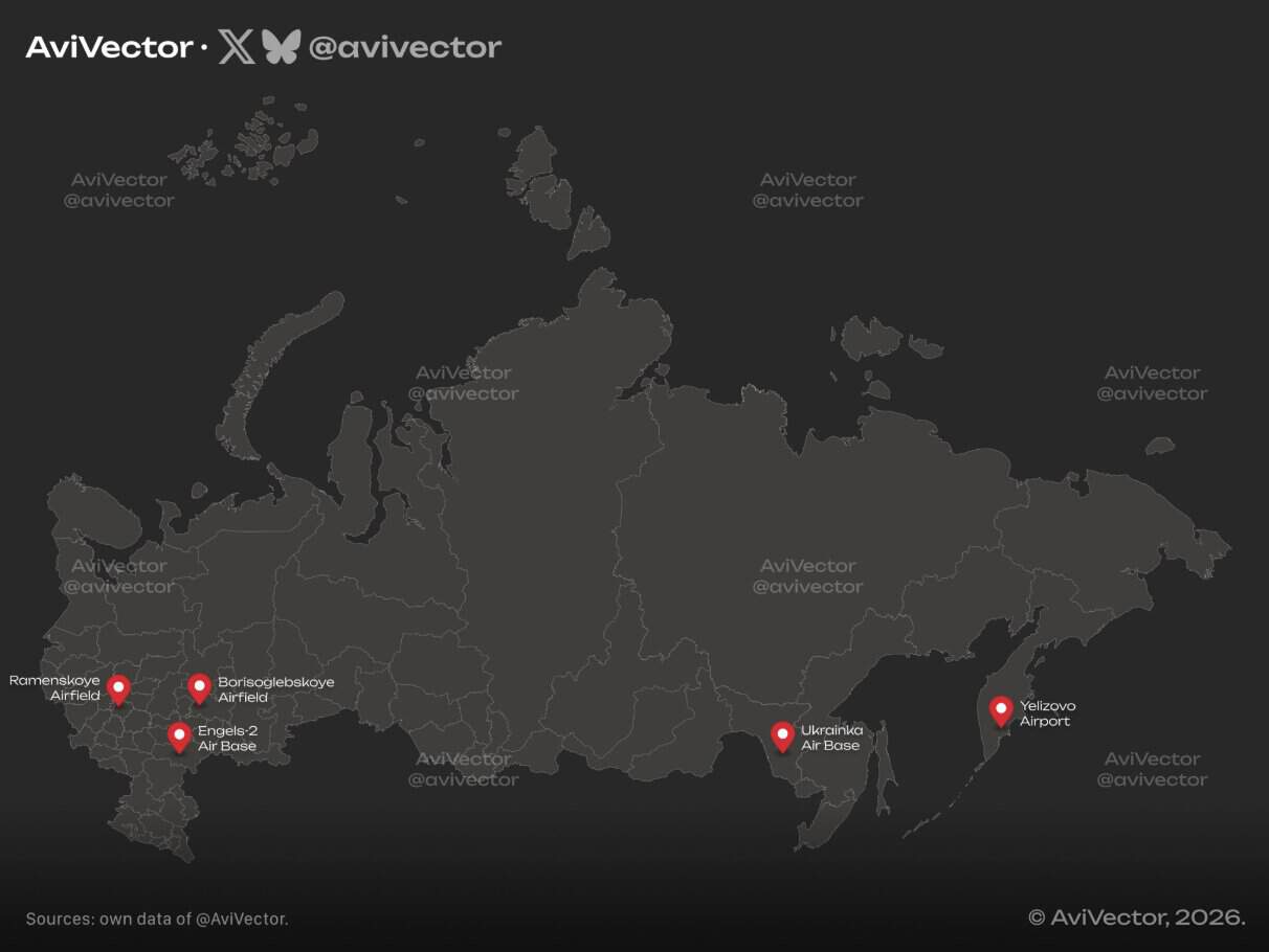 Map of Tu-160M basing locations in Russia. Source: @avivector.