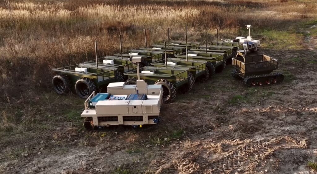 Ukrainian unmanned ground vehicles (UGVs): ARDAL, TerMIT, and Targhan. November 2025. Source: Serhiy Prytula Charity Foundation