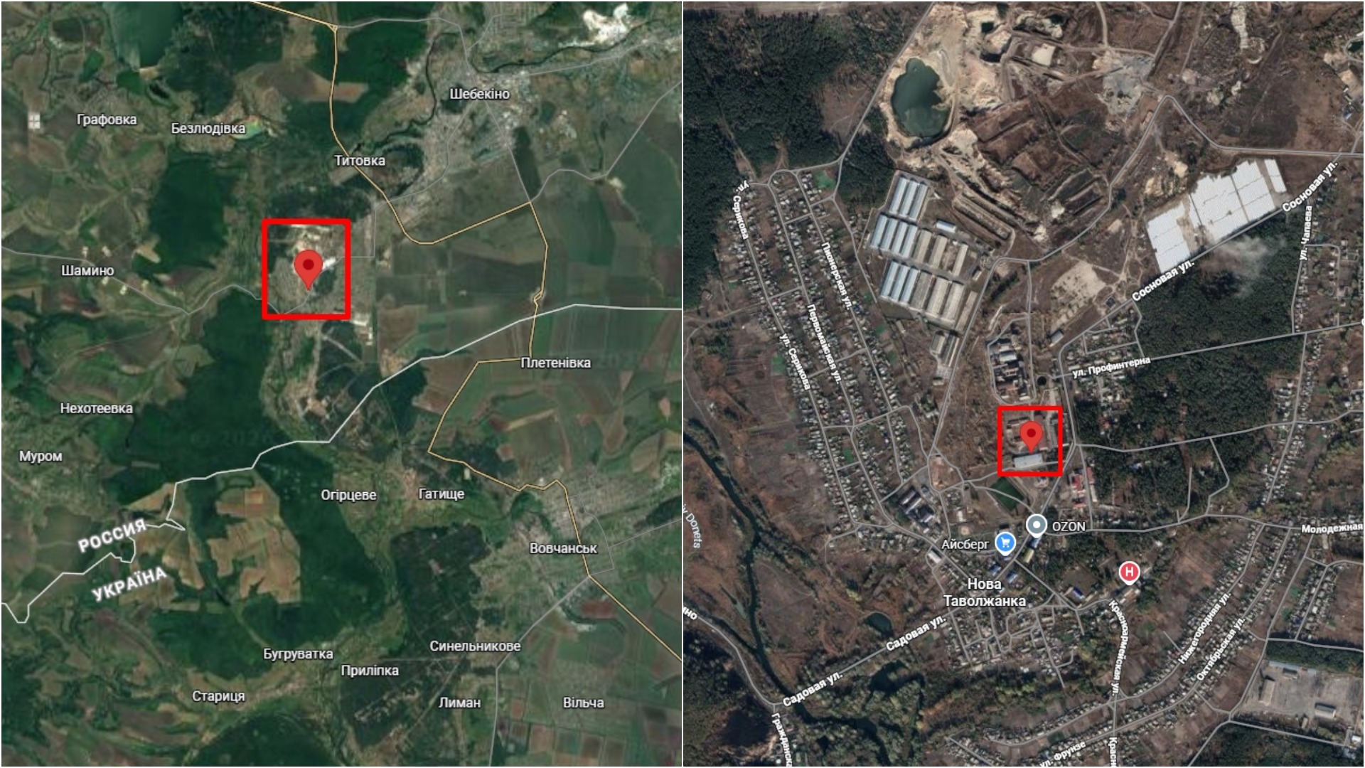 Location of the destroyed Russian Rubicon unit's warehouse in the Belgorod region