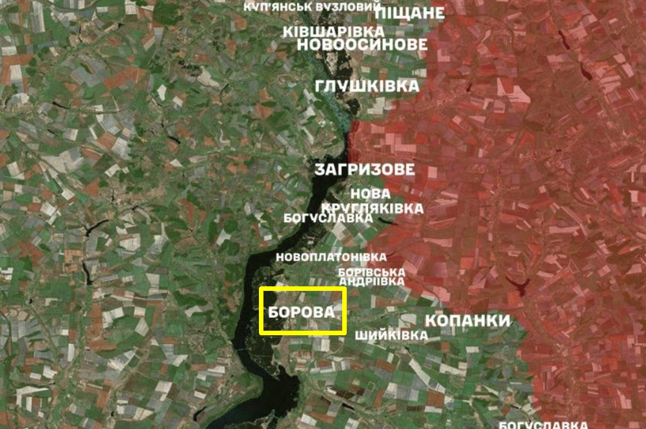 The village of Borova on the map of the Ukrainian General Staff as of May 17, 2026