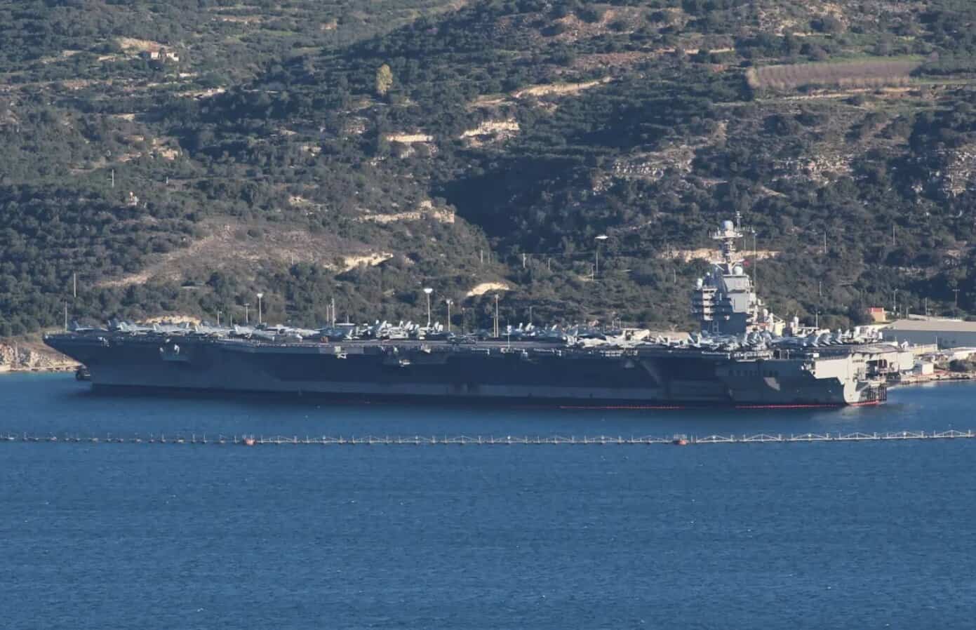 The aircraft carrier Gerald R. Ford off the coast of Cyprus. February 2026. Photo credits: pilotonline.com