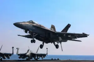 U.S. Navy F/A-18 Fires on Iranian Tanker Attempting to Breach Blockade