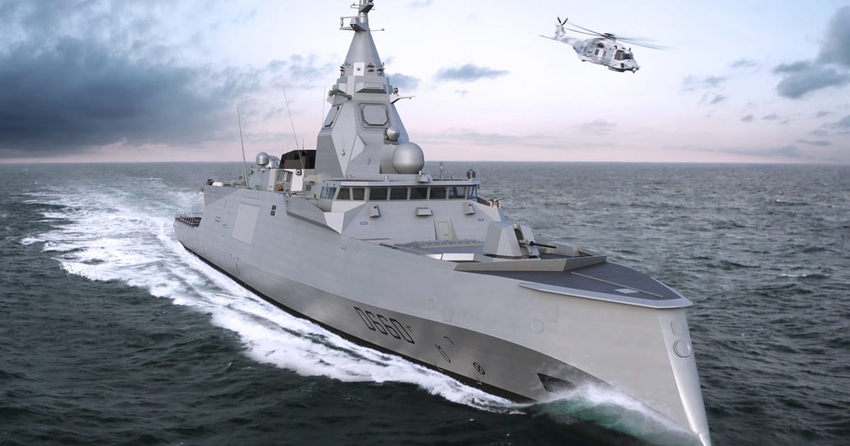 Illustration of the FDI (Fregate de Defense et Intervention) class frigate from Naval Group