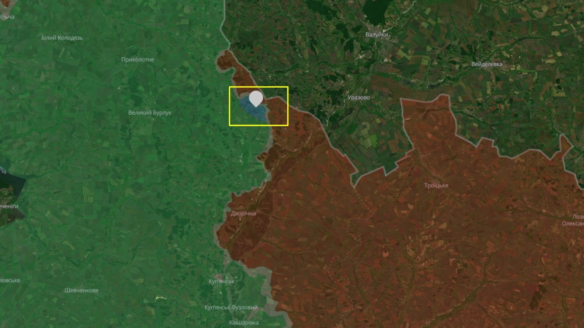 Odradne and liberated surrounding areas on the Deepstate map as of May 14, 2026