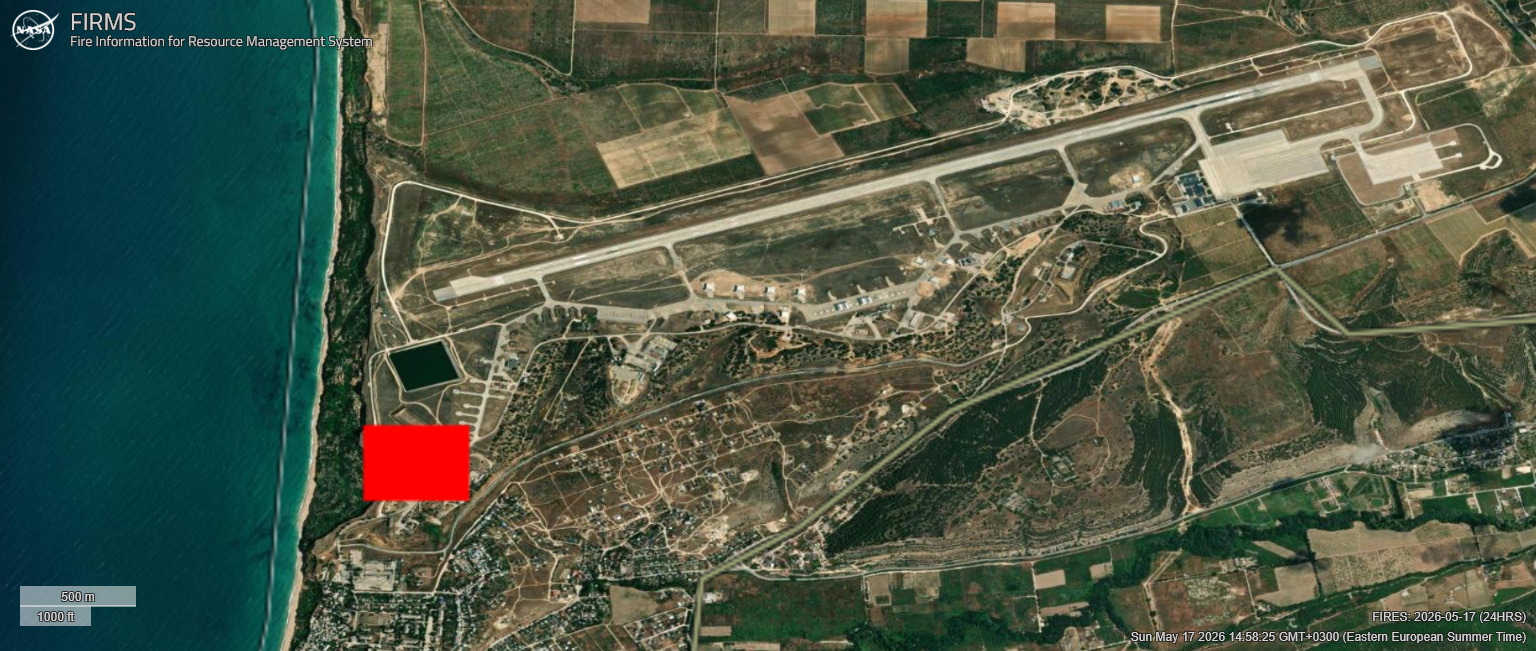 Fire at Belbek airfield, May 17, 2026. Photo credits: NASA FIRMS