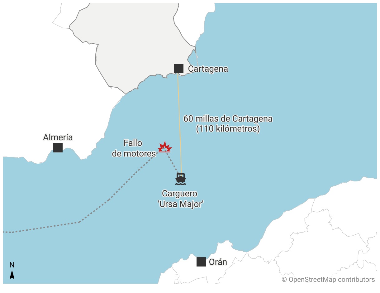 The Russian ship Ursa Major route before it sank. Photo credits La Verdad