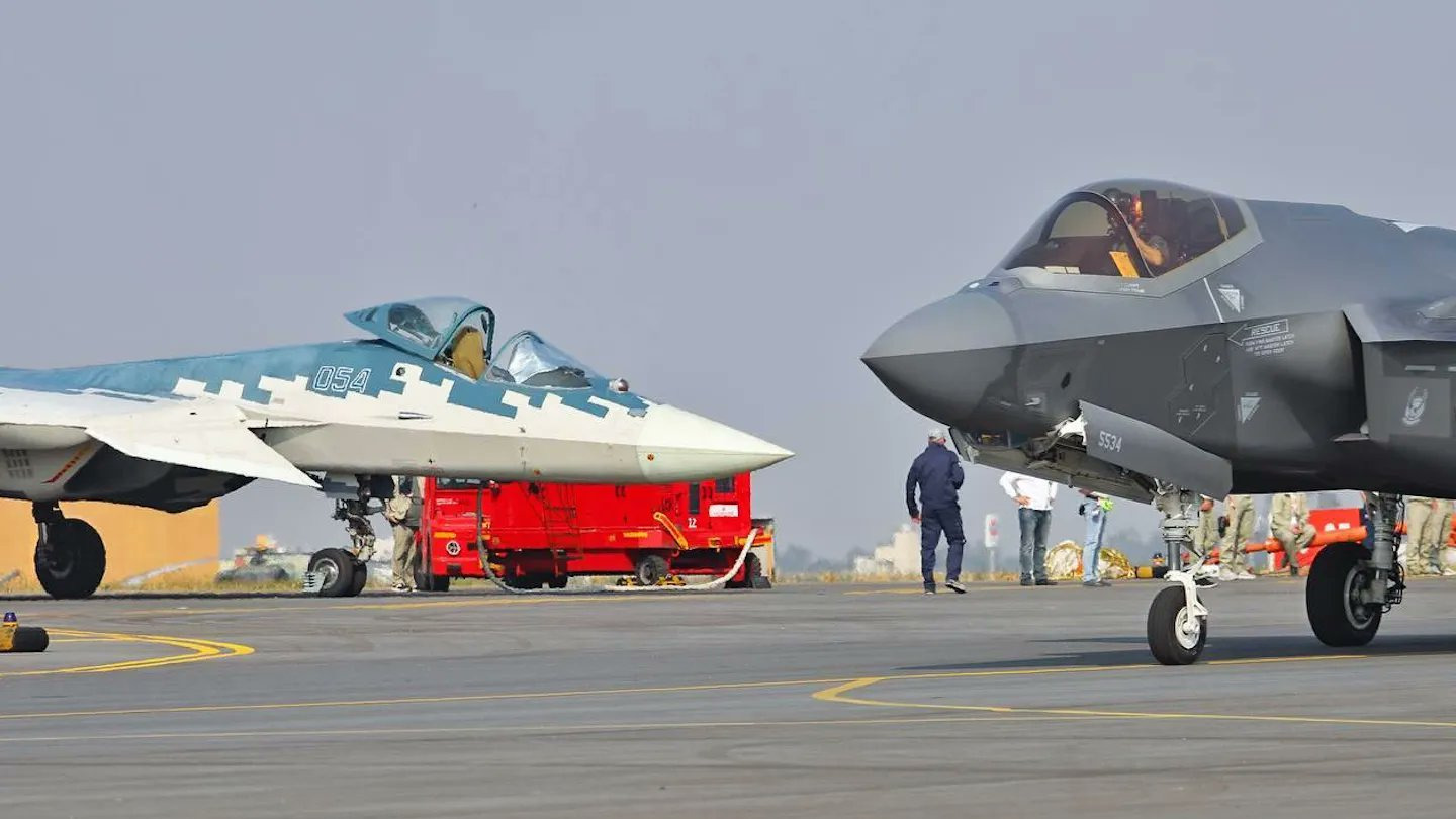 The Su-57 and F-35 at the Aero India 2025 air show. Photo credits: RishavGupta