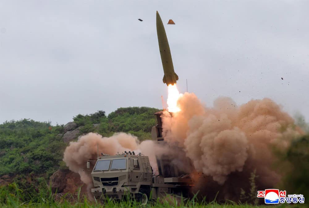 Launch from a new North Korean MLRS. Photo credits: KCNA