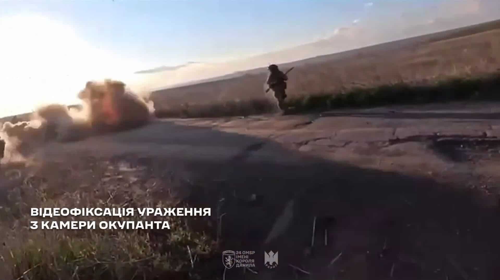 Ukrainian drone hits Russian infantry advancing toward Chasiv Yar. May 2026. Photo credits: 24th Mechanized Brigade / Russian military camera