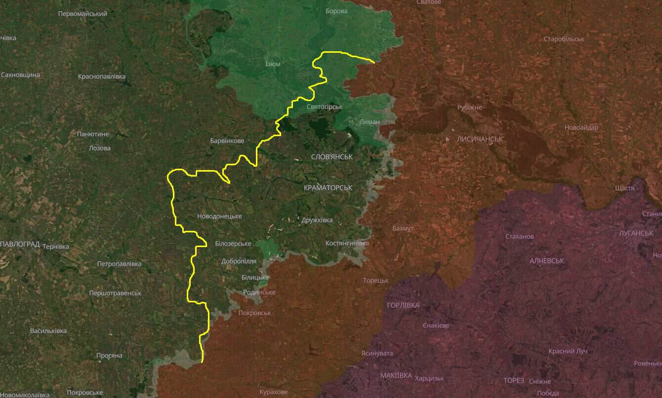 Donetsk region under Ukrainian control on the DeepState map as of May 12, 2026