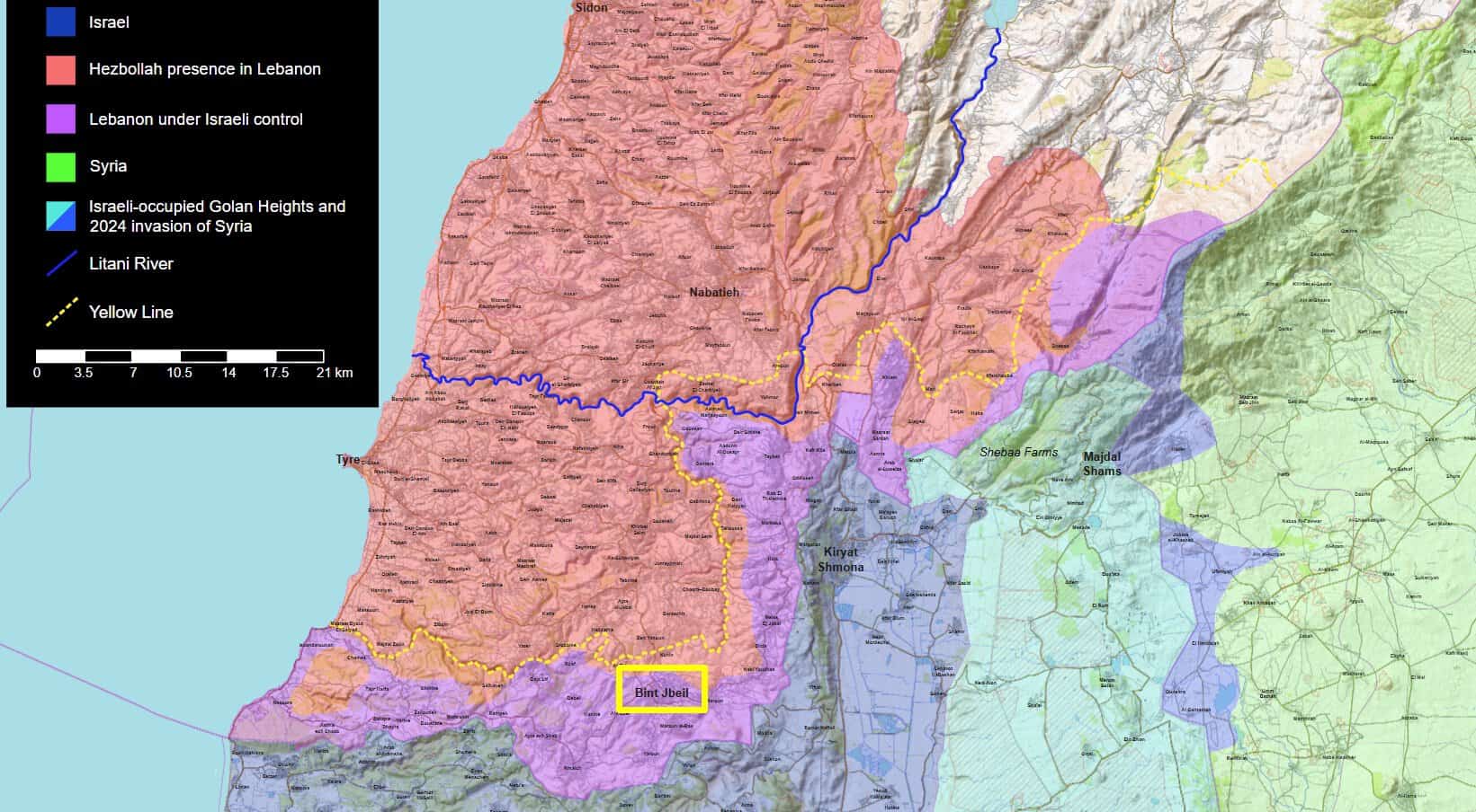 Bint Jbeil on the map of hostilities in Lebanon as of April 2026. Source: upload.wikimedia.org