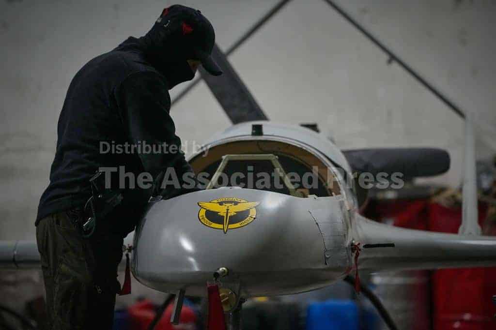 The An-196 Lyutyi kamikaze drone in service with the DIU. Photo credits: AP Photo/Efrem Lukatsky