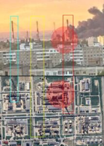 Місця ураження українськими дронами території Саратовського нафтопереробного заводу. 31 травня 2026 року. Джерело: 𝔽𝕒𝕝𝕔𝕠𝕟 𝕚𝕟𝕤𝕚𝕘𝕙𝕥 ᵐᵃᵖ.