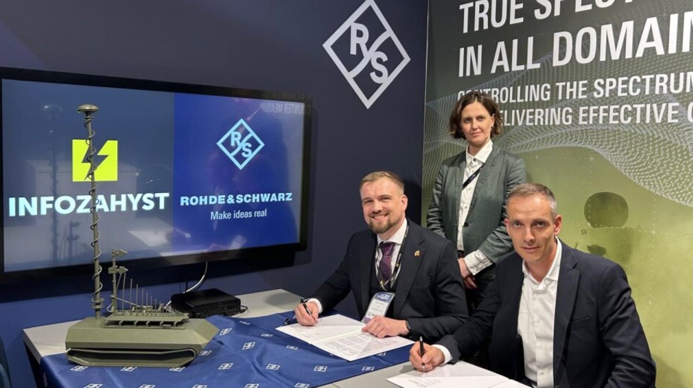 The signing ceremony of the agreement between Infozakhyst and Rohde & Schwarz. May 2026. Photo credits: Rohde & Schwarz