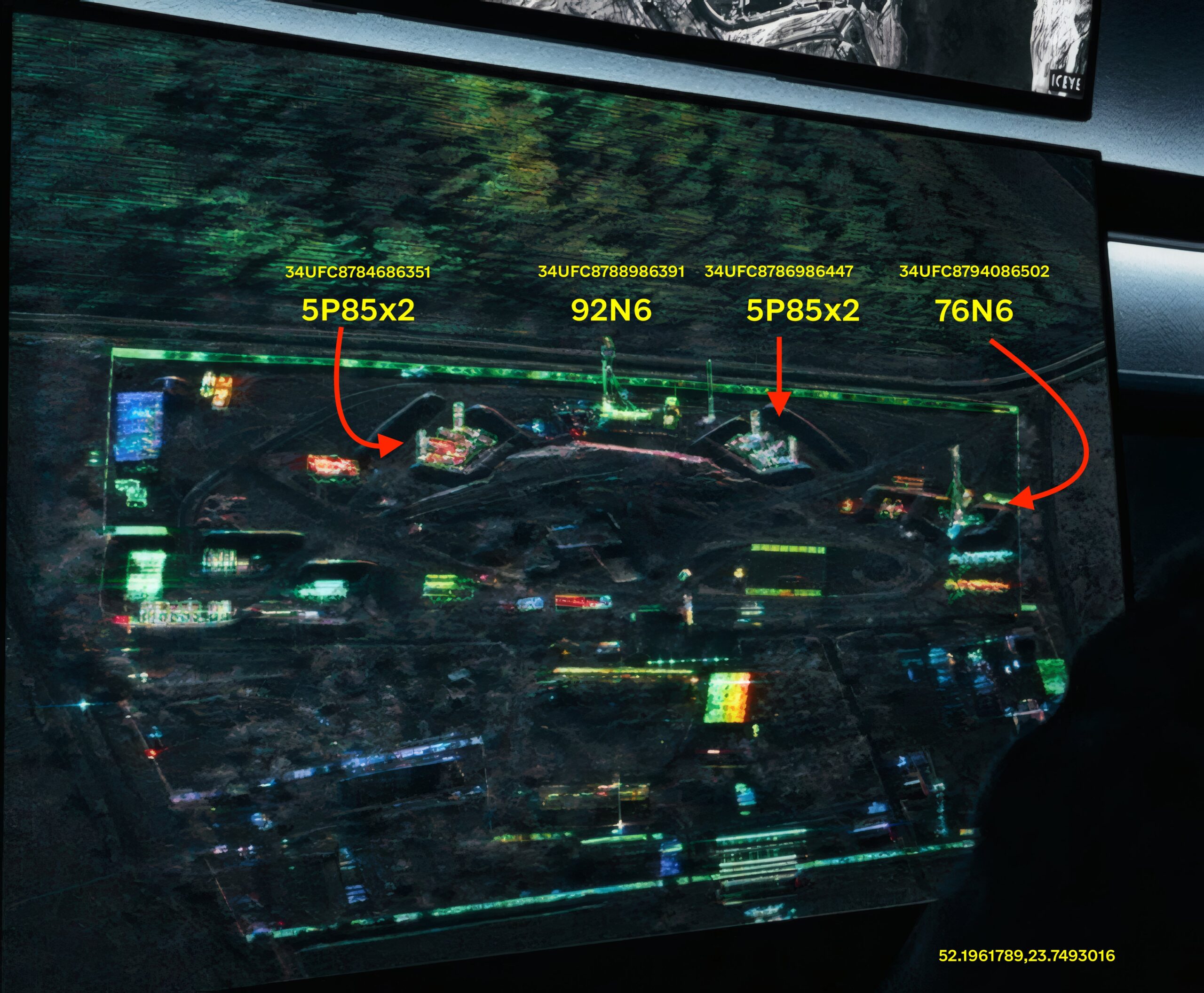 S-300 air defense system position near Brest as seen by the ICEYE satellite. March 25, 2026. Photo credits: Radio & Nukes