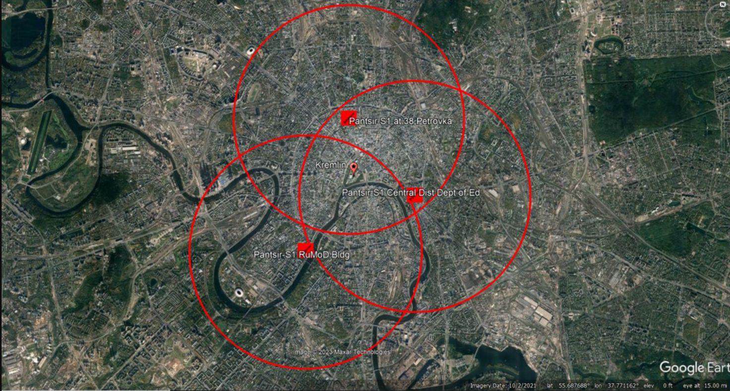 Positions of Russian air defense around Moscow. Photo credits: satellite images/OSINT