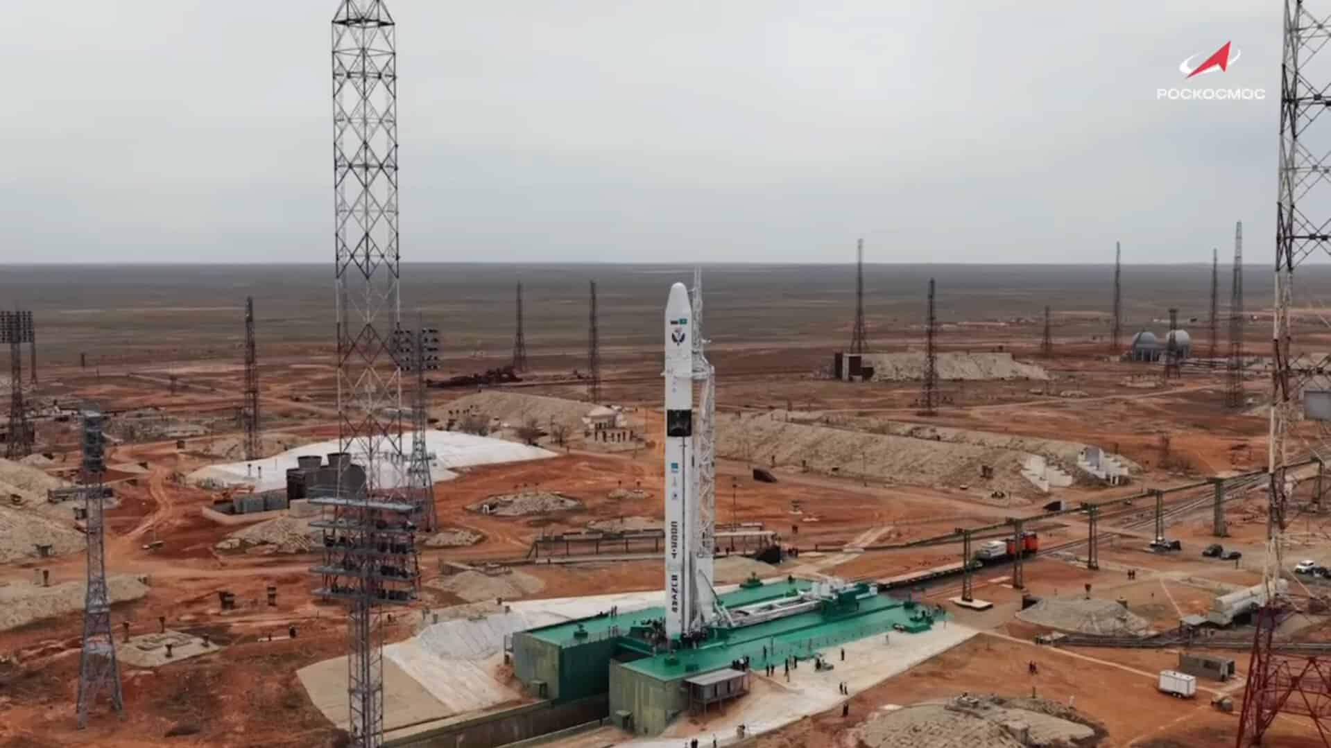 The Soyuz-5 launch vehicle at the Baikonur Cosmodrome on April 30, 2026. Source: Roscosmos