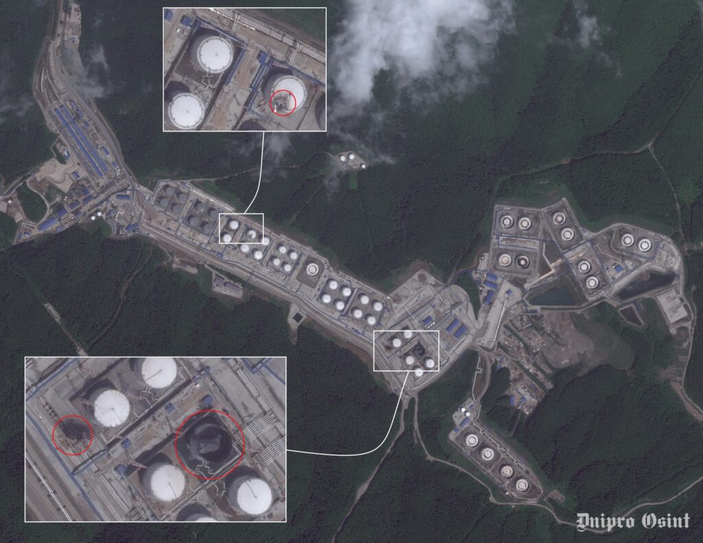 Satellite image of the Grushova oil transshipment terminal in Novorossiysk. Source: Dnipro OSINT
