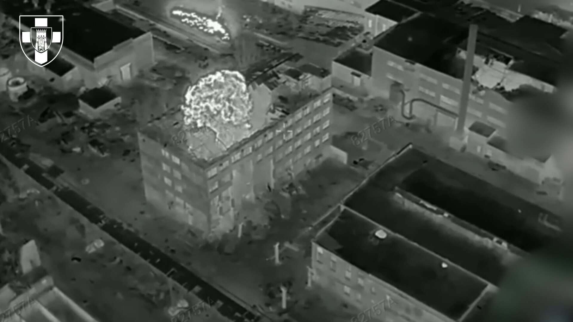 Explosion of anti-tank mines dropped on blocked Russian troops in Kostyantynivka. Spring 2026. Photo credits: 100th Mechanized Brigade