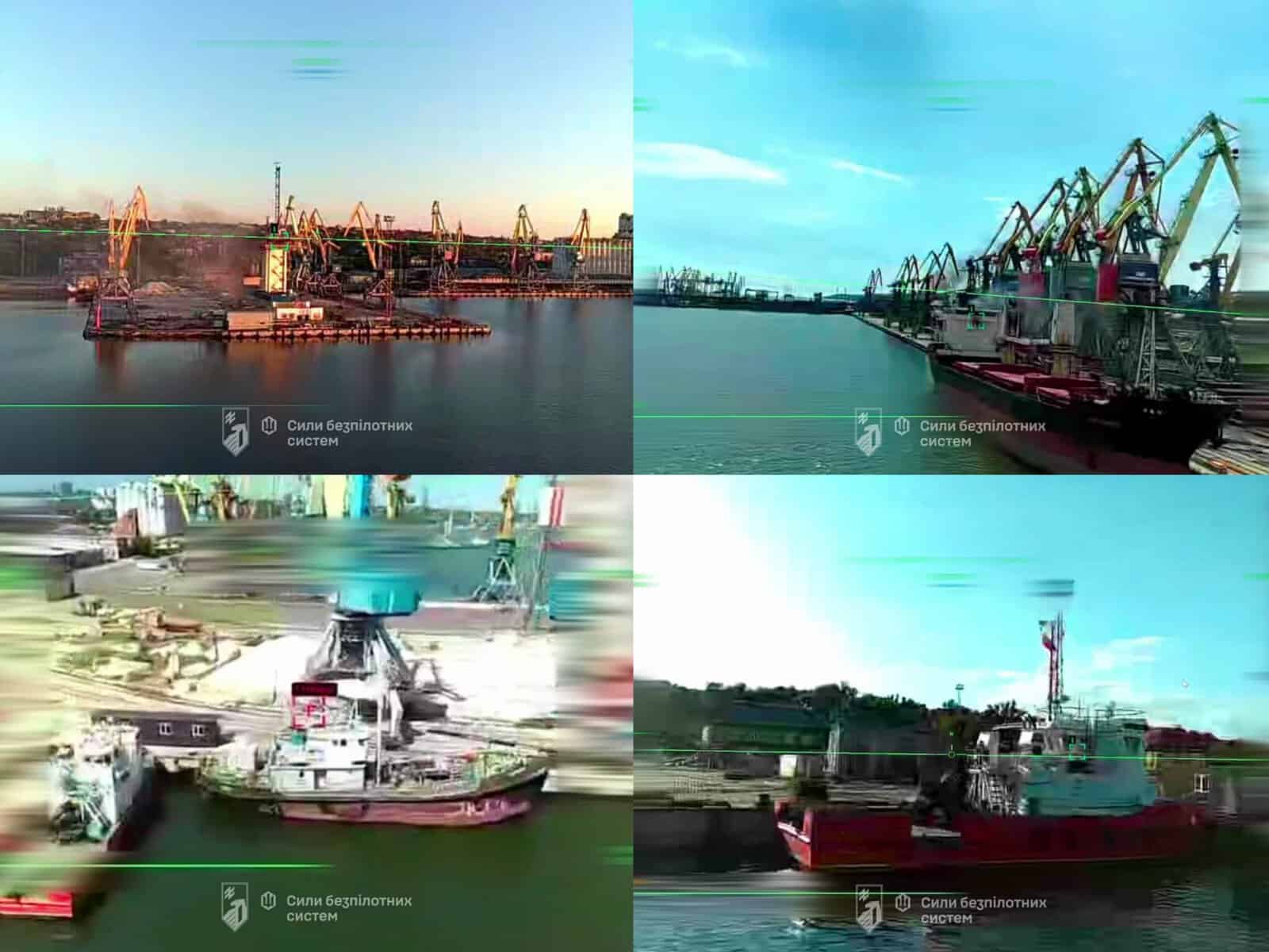 Attack on infrastructure and ships in the port of Mariupol. June 2026. Footage from the video of the 1st Azov Corps of the National Guard
