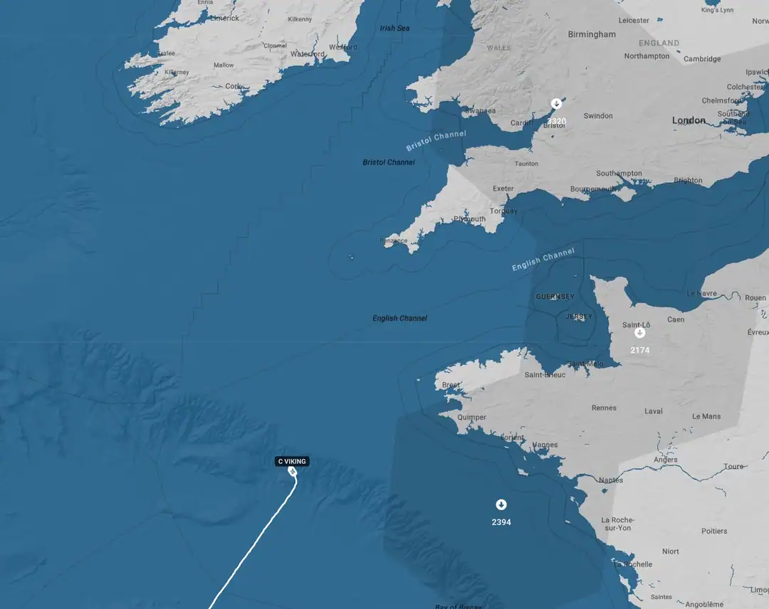 Route of the vessel C VIKING. Source: Starboard Maritime Intelligence | The Insider